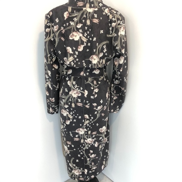 ANTHRO Solitaire Floral Vegan Suede Trench Coat - Picture 3 of 12